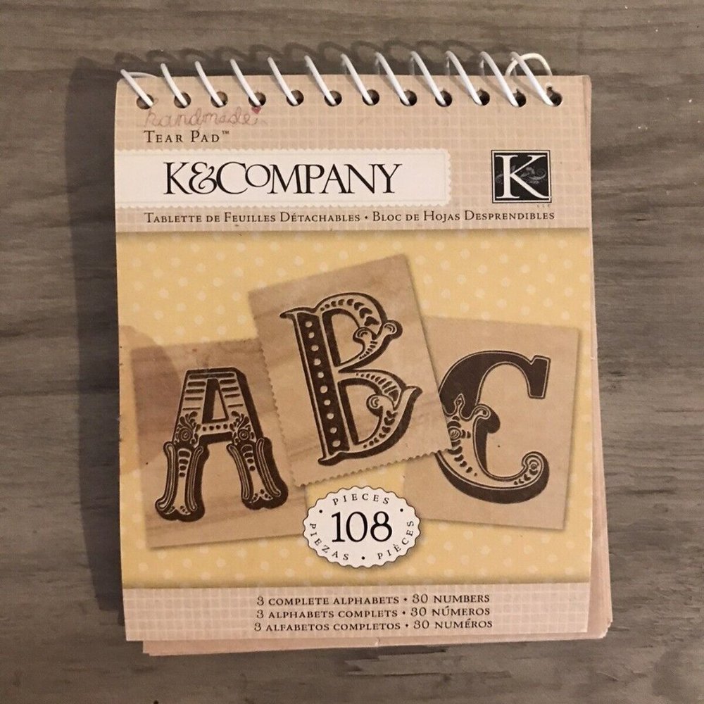 K&C Company Alphabet & Number Tear pad Scrapbook Craft